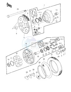 KZ 1000 D [Z1R] (D3) [Z1R] drawing REAR WHEEL_TIRE_HUB_CHAIN -- 80 D3- -