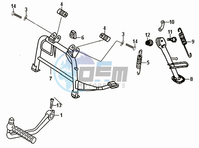 CENTRAL STAND - SIDE STAND - KICKSTARTER PEDAL