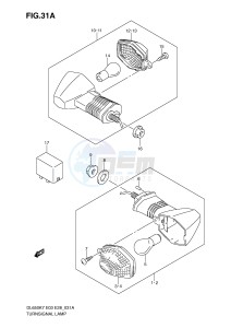 DL650 (E3-E28) V-Strom drawing TURNSIGNAL LAMP (MODEL K9 L0)