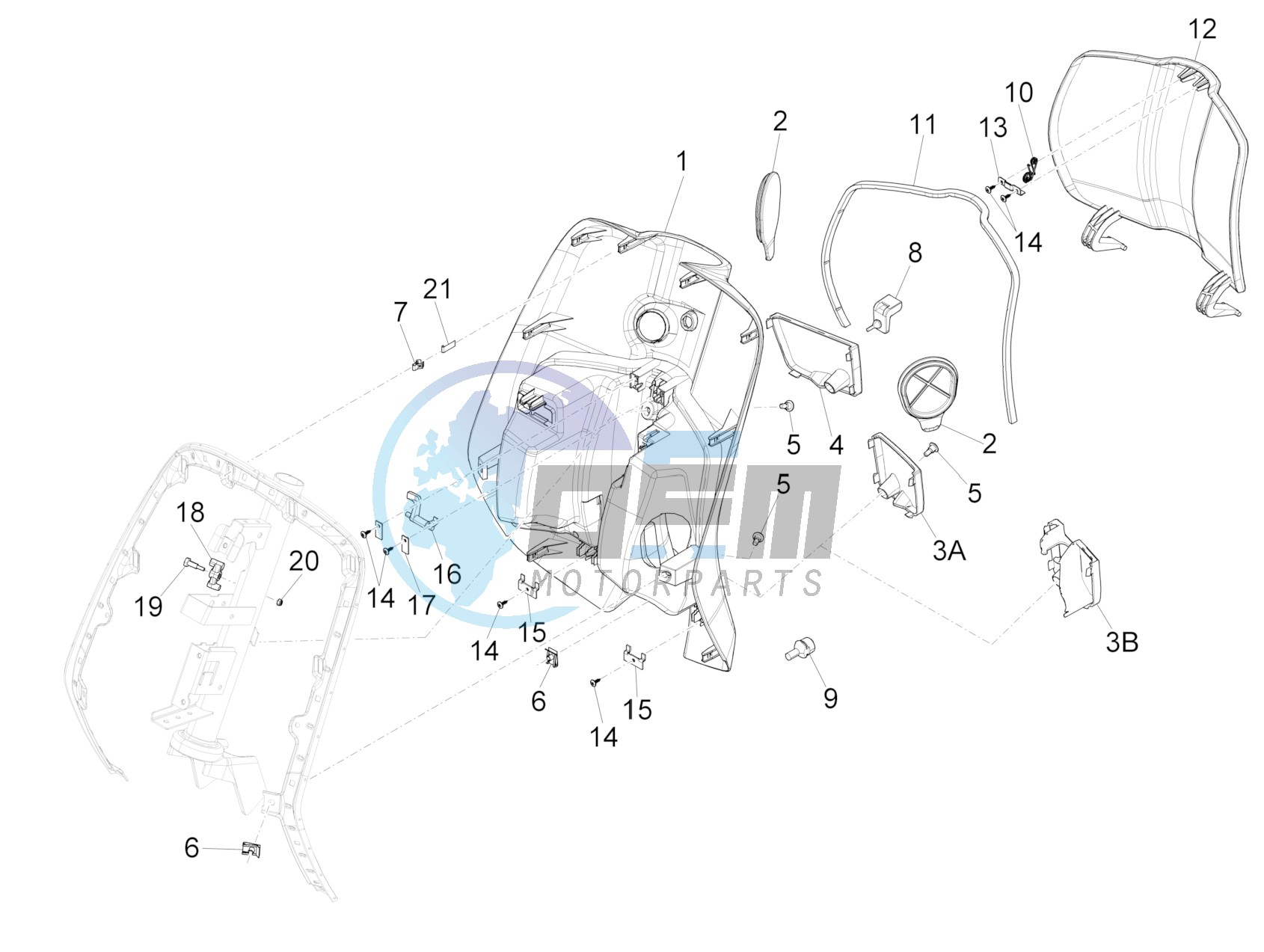 Front glove-box - Knee-guard panel