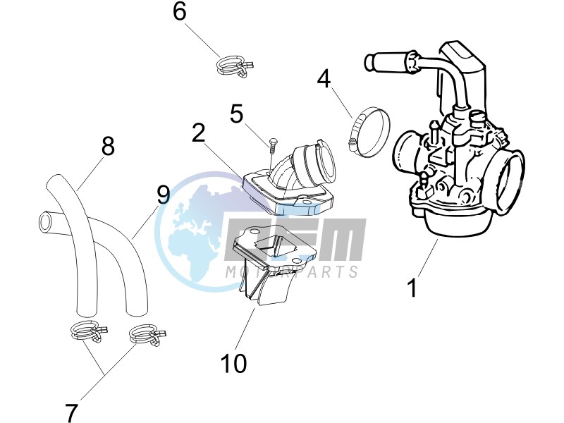 Carburettor assembly - Union pipe