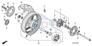 CBF1000SA France - (F / ABS CMF) drawing REAR WHEEL