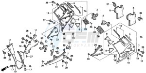 VFR750F drawing LOWER COWL (VFR750FR/FS/FT/FV)