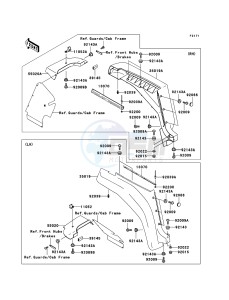 MULE 3010 4x4 KAF620E6F EU drawing Front Fender(s)