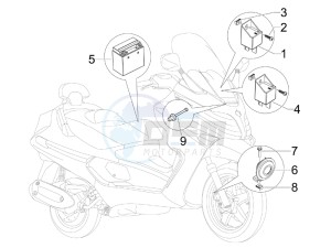 X Evo 125 Euro 3 (UK) drawing Remote control switches - Battery - Horn