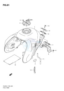 DL650 (E2) V-Strom drawing FUEL TANK (DL650AUEL1 E19)