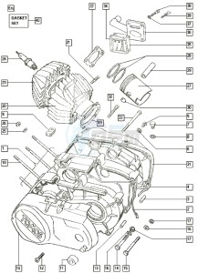 QUADRO_25-45kmh_T-X 50 T-X drawing Crankcase-cylinder-piston