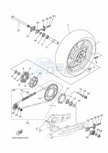 MT-07 ABS MTN690-U (B8M3) drawing REAR WHEEL