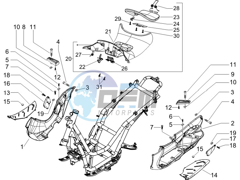 Central cover - Footrests