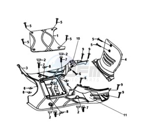 FIDDLE II 50 25KMH NEW ENGINE drawing FOOTREST / LOWER COWLING