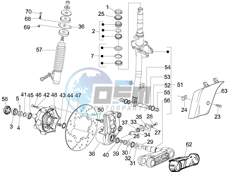 Fork - steering tube - Steering bearing unit