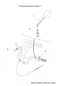 YFM700FWAD YFM7NGPLK (B4FR) drawing WVTA HANDLE SWITCH, CABLE