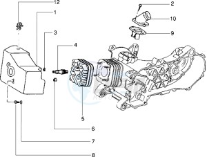 Zip 50 RST drawing Cylinder head - Cooling hood - Inlet and induction pipe