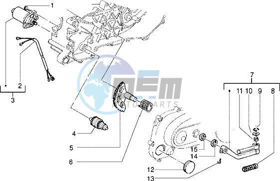 Starting motor-starter lever