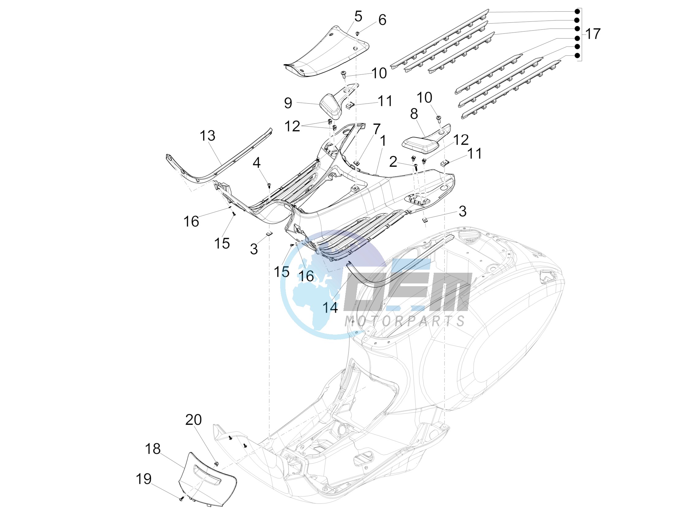 Central cover - Footrests