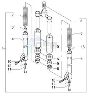 Liberty 125 la poste drawing Front wheel suspension