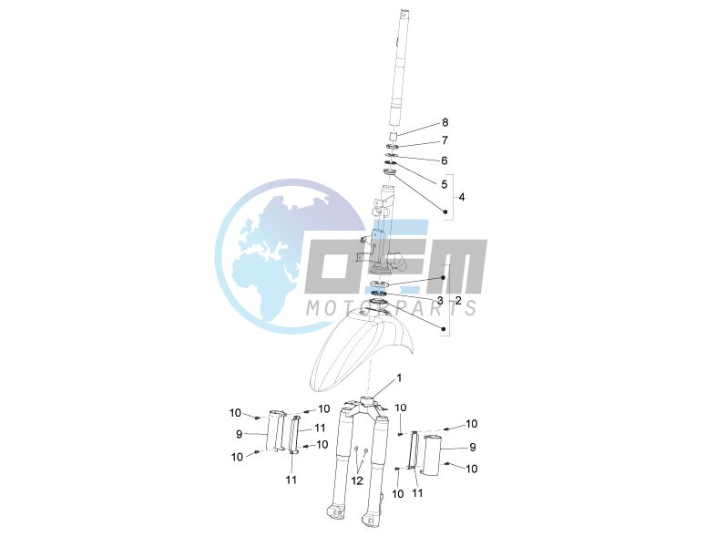 Fork steering tube - Steering bearing unit