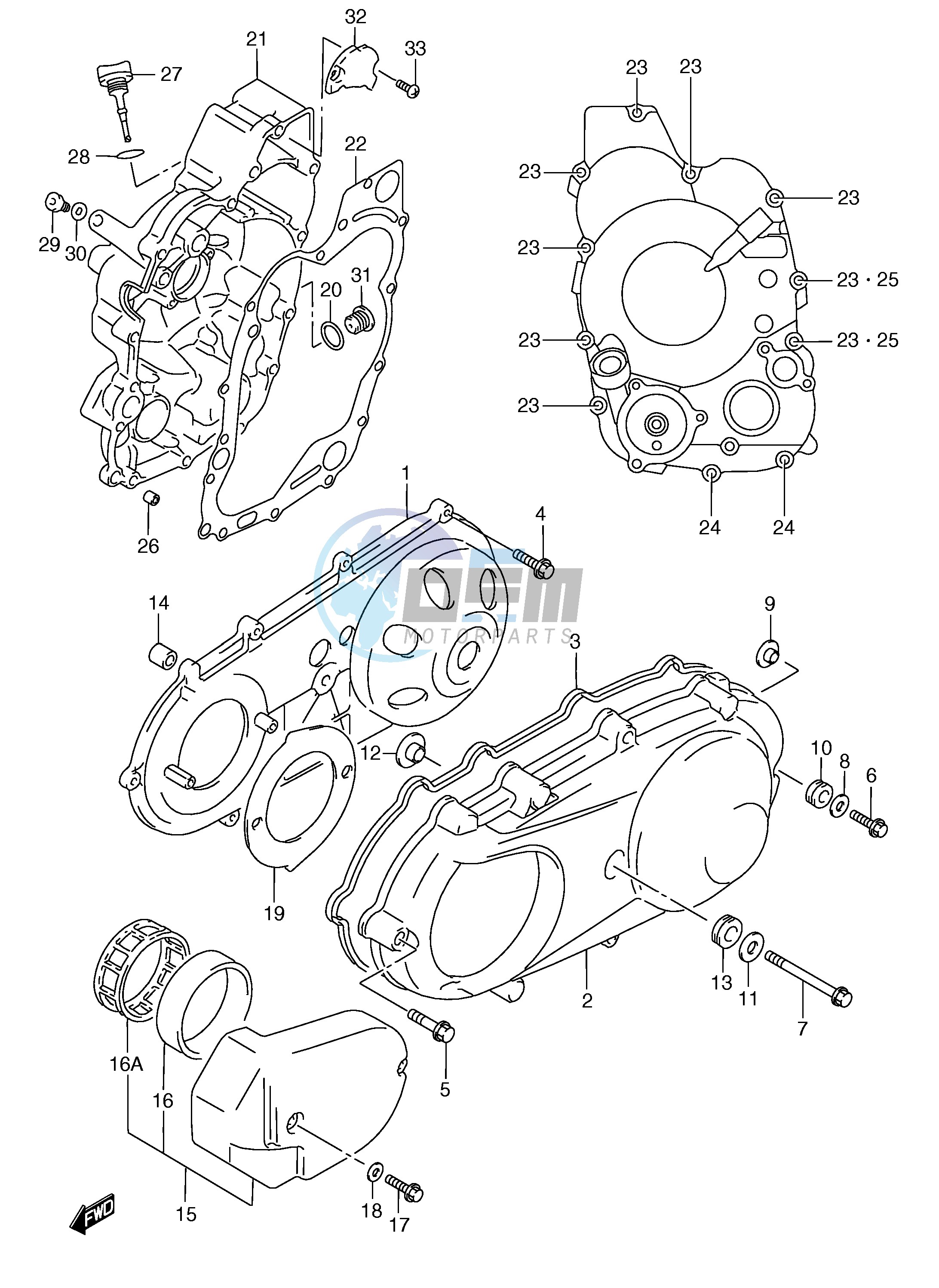 CRANKCASE COVER (MODEL W X Y)