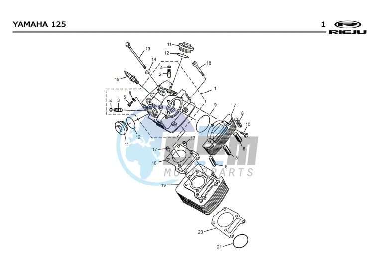 CYLINDER HEAD - CYLINDER  Yamaha 125 4T EURO2