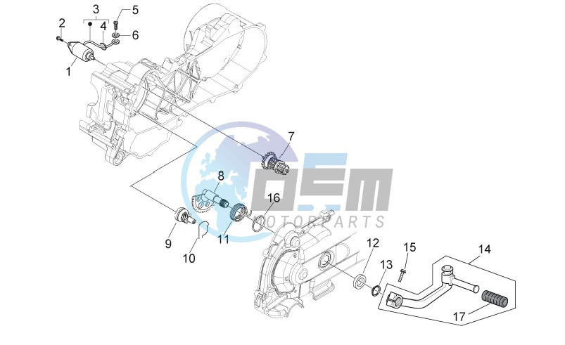 Kick-start gear - starter motor