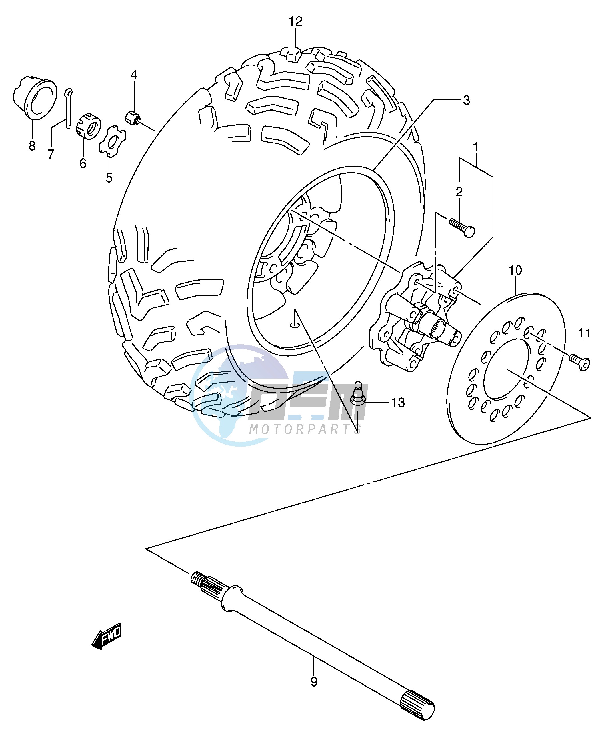 RIGHT REAR WHEEL (MODEL K4 K5)