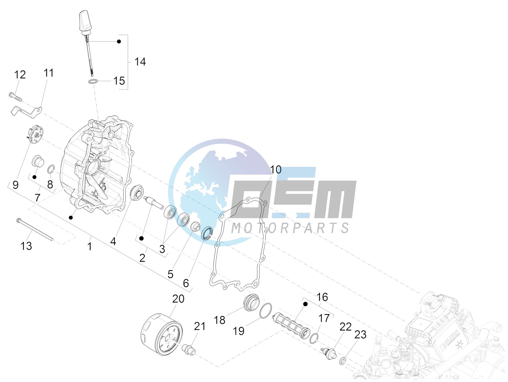 Flywheel magneto cover - Oil filter