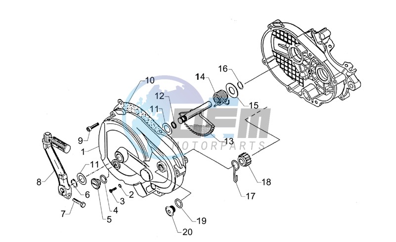 Kick-start lev.cpl-Clutch cover