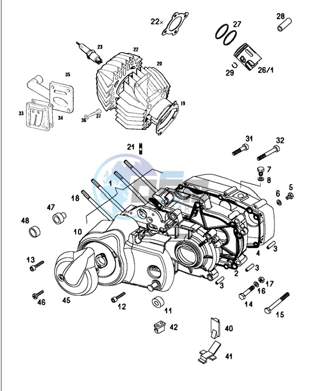 Crankcase-cylinder-piston