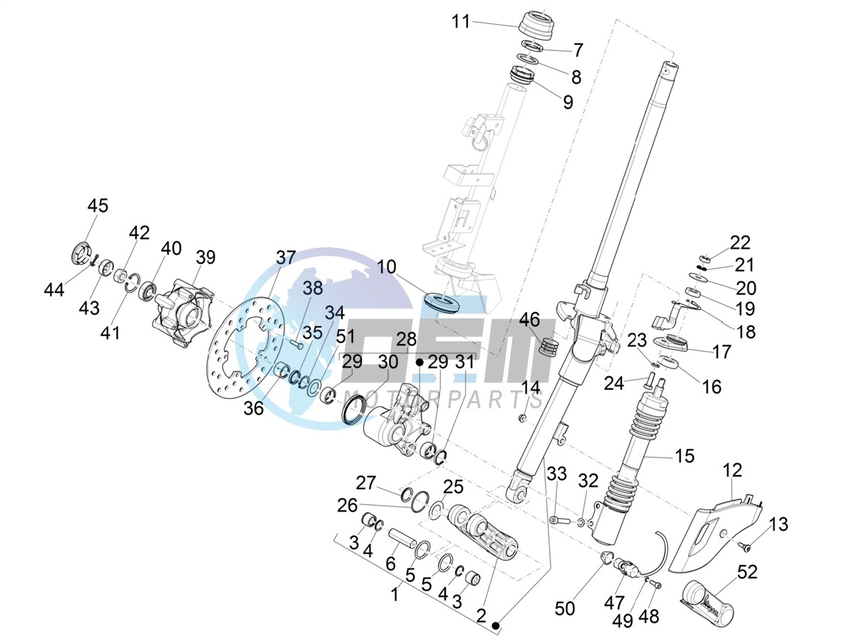 Fork/steering tube - Steering bearing unit