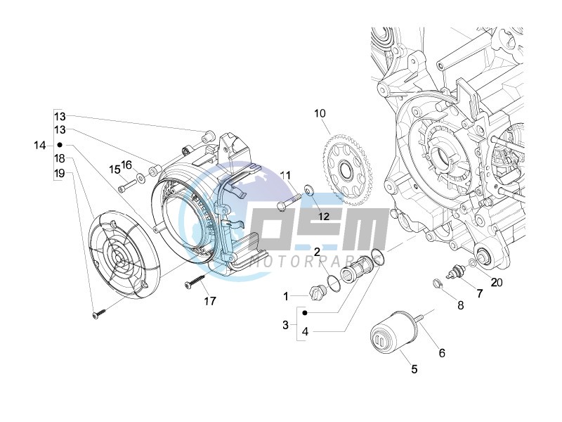 Flywheel magneto cover - Oil filter