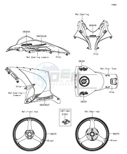 NINJA ZX-10R ABS ZX1000SGF XX (EU ME A(FRICA) drawing Decals(Gray)