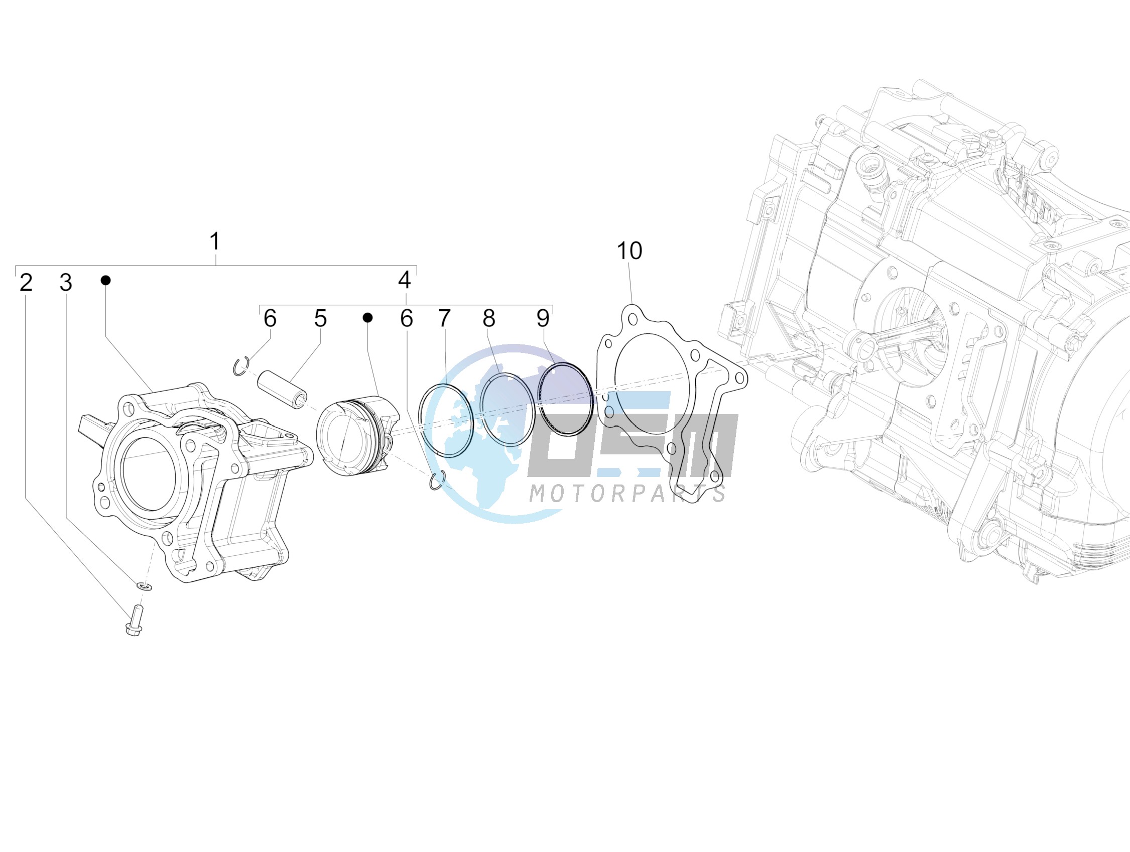 Cylinder-piston-wrist pin unit