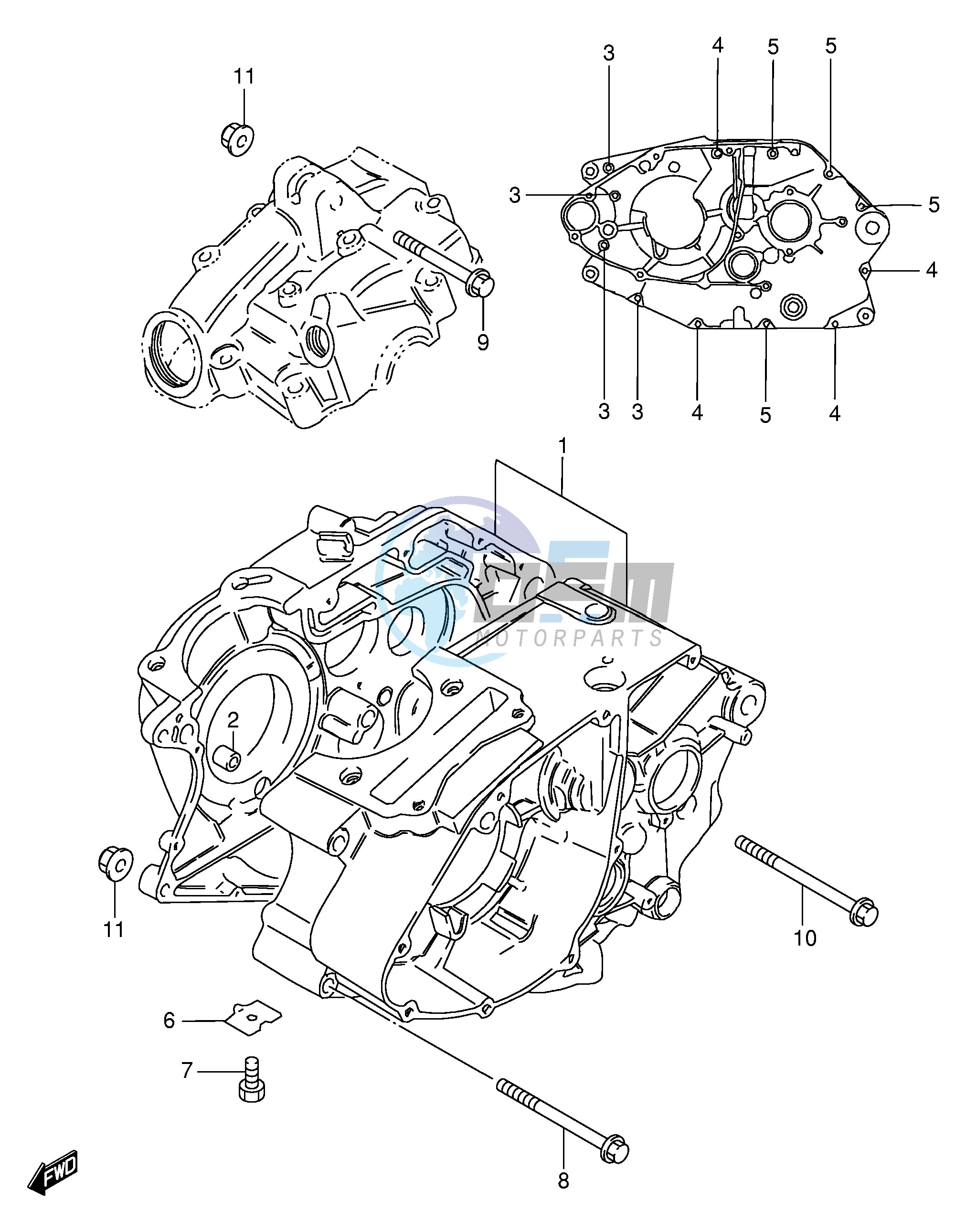 CRANKCASE (GS125SR,GS125ESD ESF ESK ESL ESM ESR)