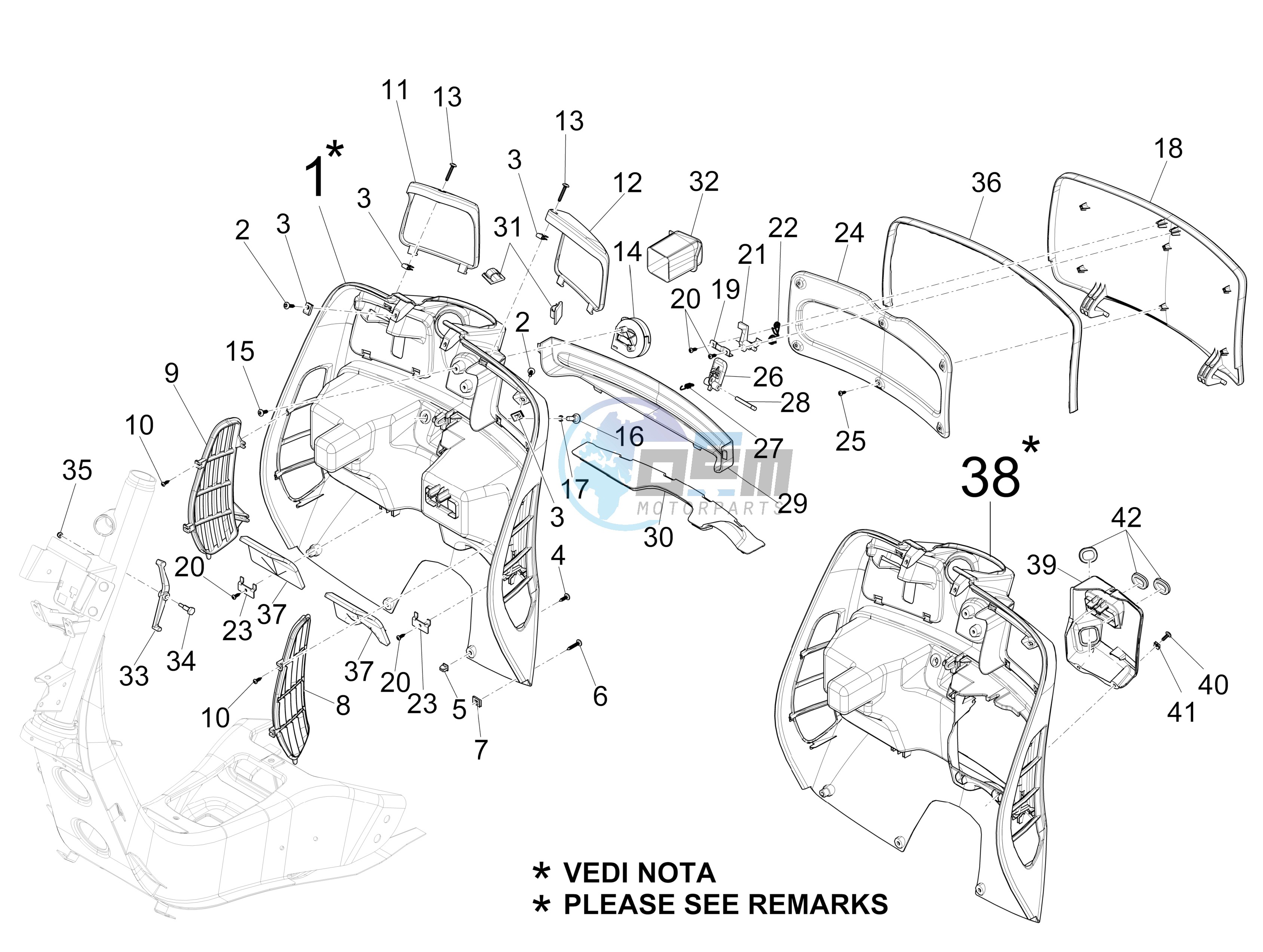 Front glovebox - Knee-guard panel