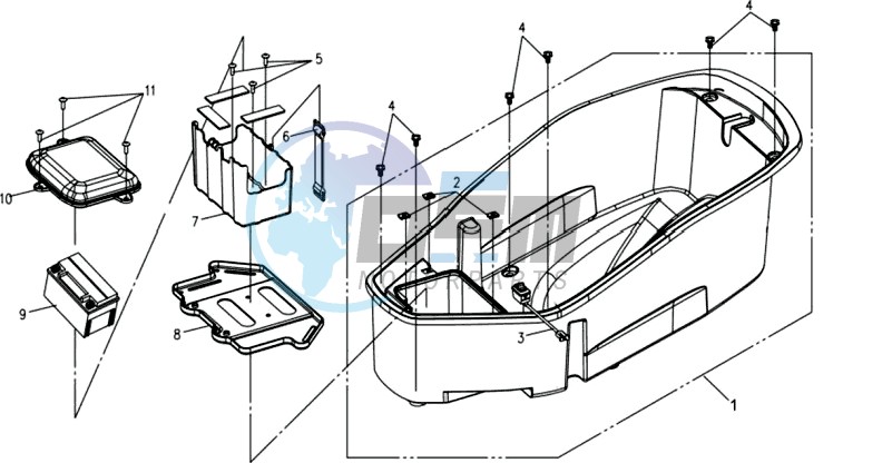 BACK SUPPORT - COWLING - HELMET BOX