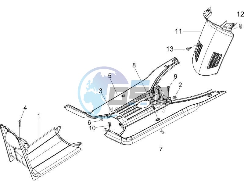 Central cover - Footrests