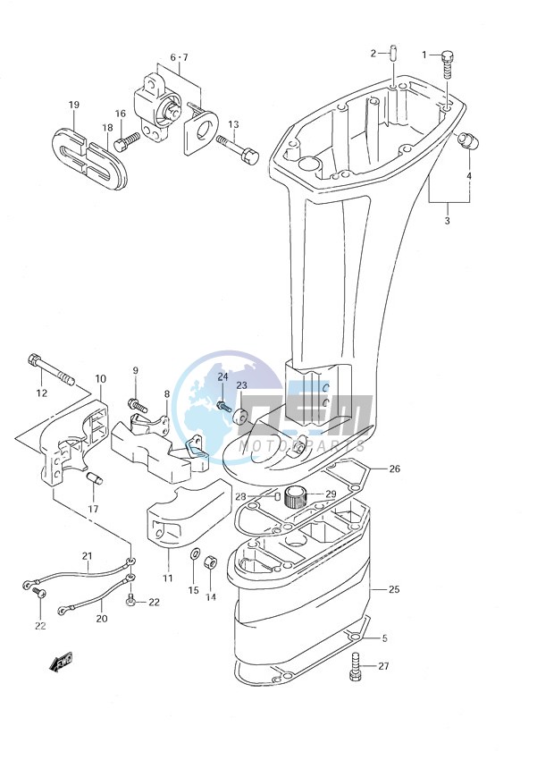 Drive Shaft Housing - Power Tilt/Tiller Handle