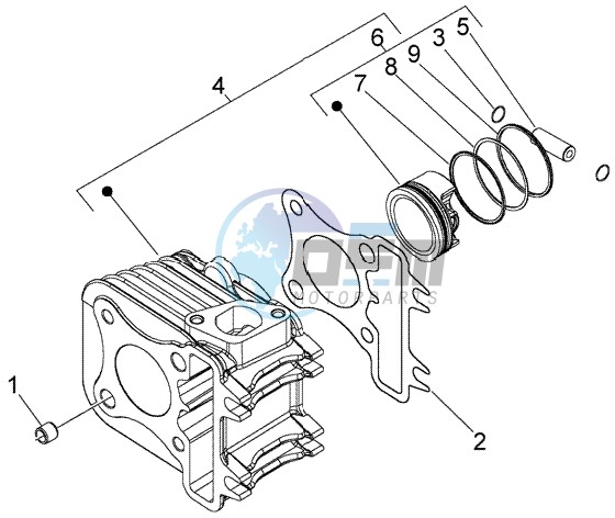 Cylinder - piston - wrist pin unit