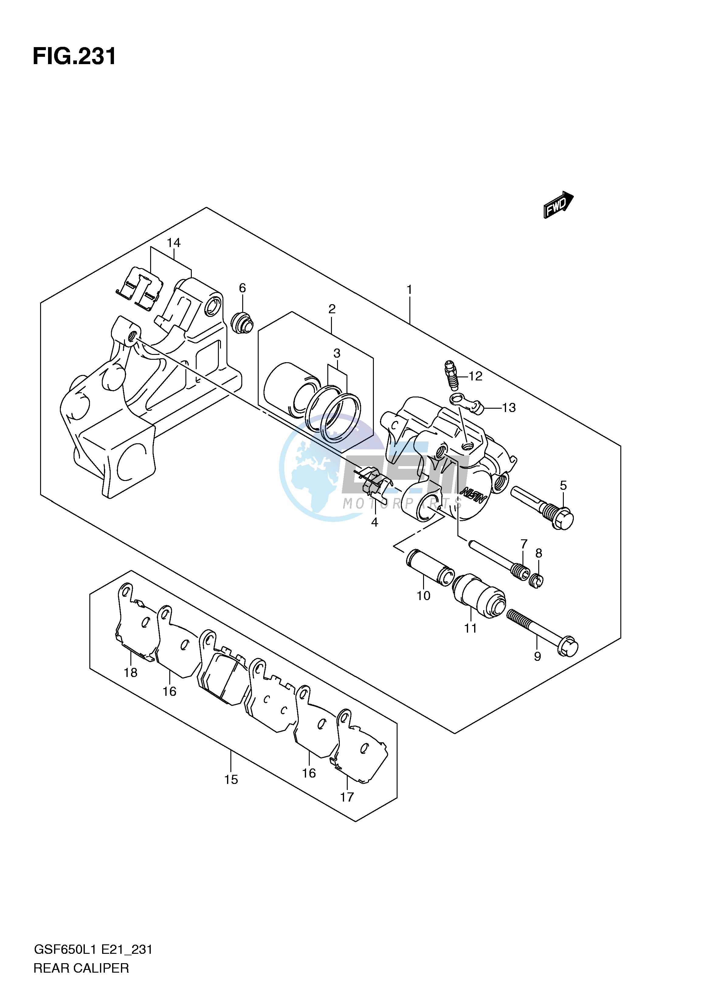 REAR CALIPER (GSF650L1 E21)