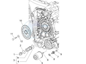 Liberty 125 4t Sport e3 (UK) UK drawing Flywheel magneto cover - Oil filter