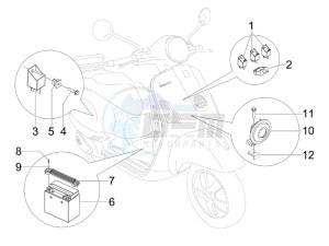 GTS 300 ie Super USA drawing Control switches - Battery - Horn