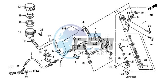 RR. BRAKE MASTER CYLINDER (CB1300A/CB1300SA)