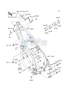 KX 250 R [KX250] (R1) R1 drawing FRAME FITTINGS