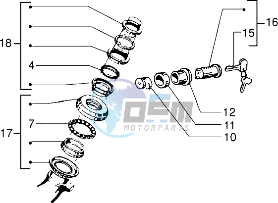 Steering bearing ball tracks-security lock