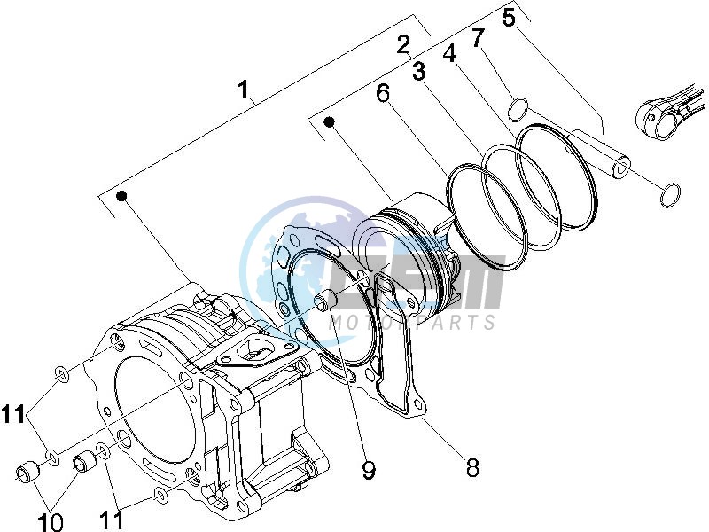 Cylinder-piston-wrist pin unit