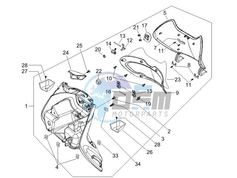 Front glove-box - Knee-guard panel