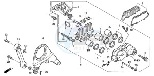 VFR800FI drawing REAR BRAKE CALIPER