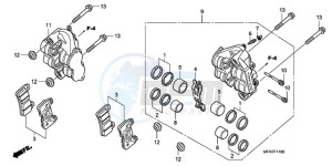 CB1000R9 UK - (E / MPH) drawing FRONT BRAKE CALIPER (CB1000R)