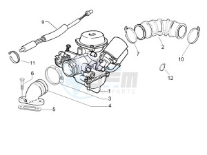 Liberty 125 4t 2v e3 drawing Carburettor assembly - Union pipe