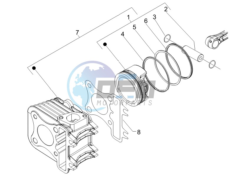 Cylinder-piston-wrist pin unit